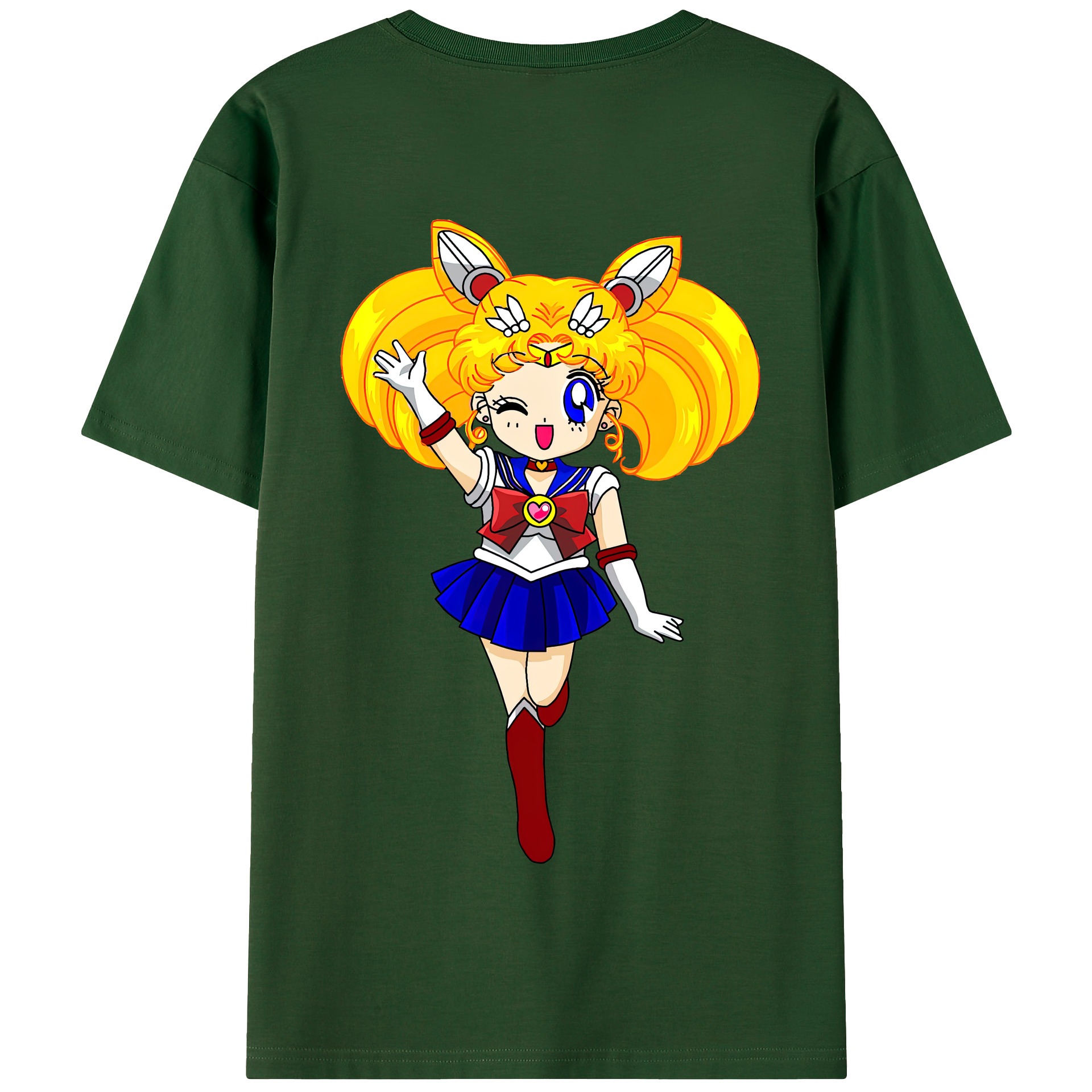 （画像用） 美少女戦士セーラームーン 月野 うさぎ つきの うさぎ Sailor Moon Tsukino Usagi 綿100％半袖Tシャツ（背面プリント）